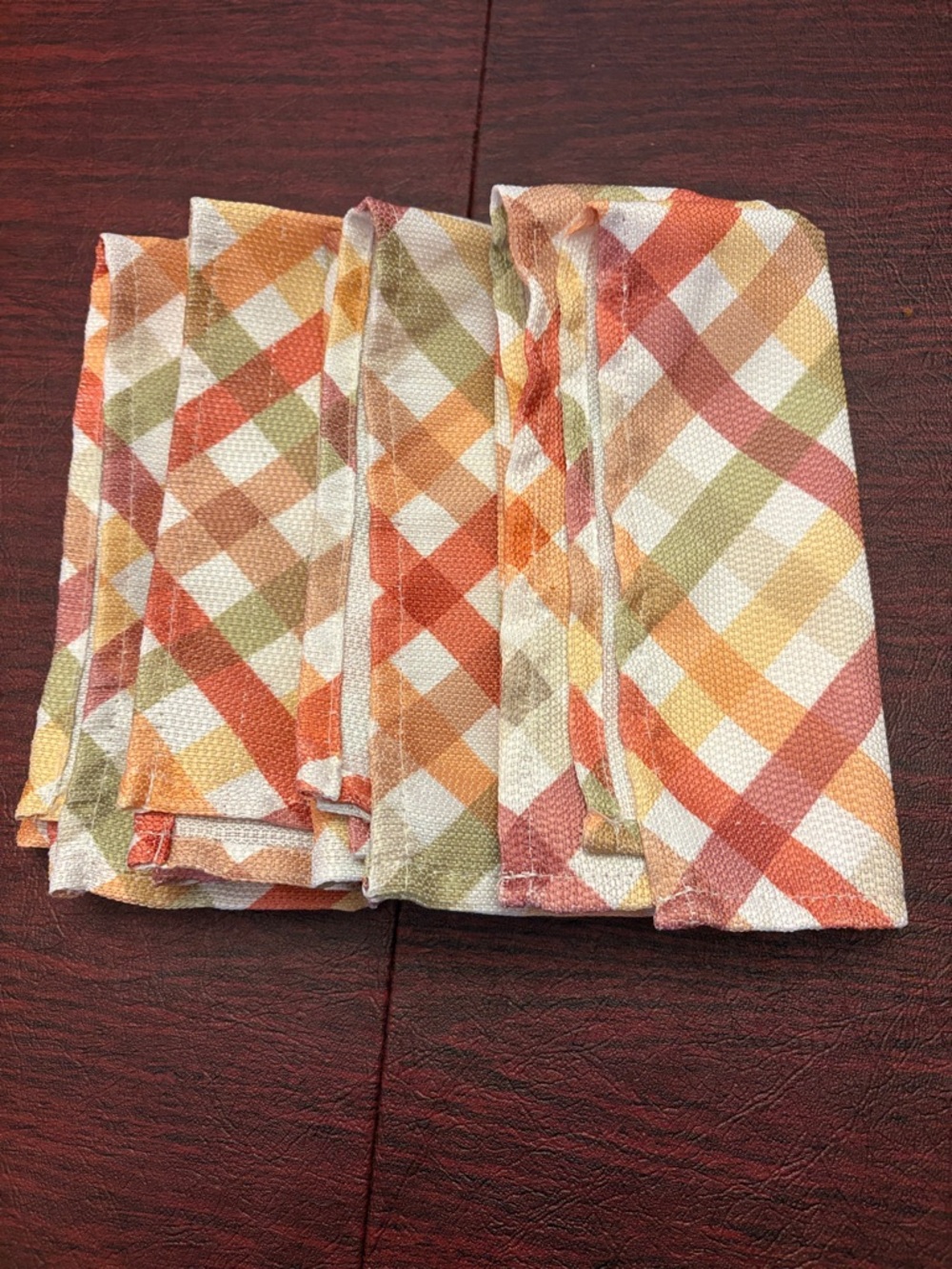 Plaid Multicolor Cotton Napkin Set of 4 Plaid Table Napkins